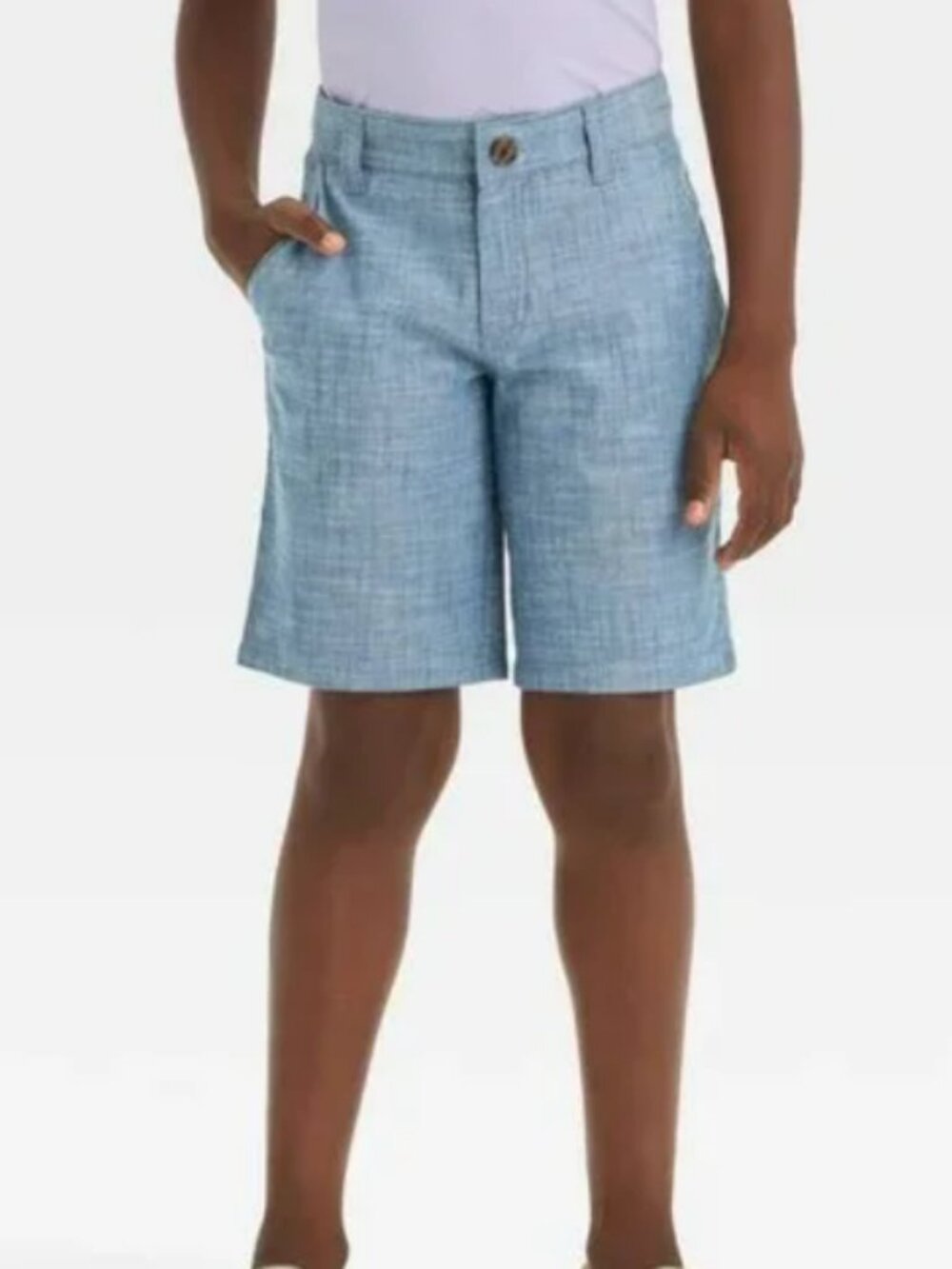 Cat & Jack Lightweight Cotton Blend Mid Flat Front Chino Pull-On Short Chambray